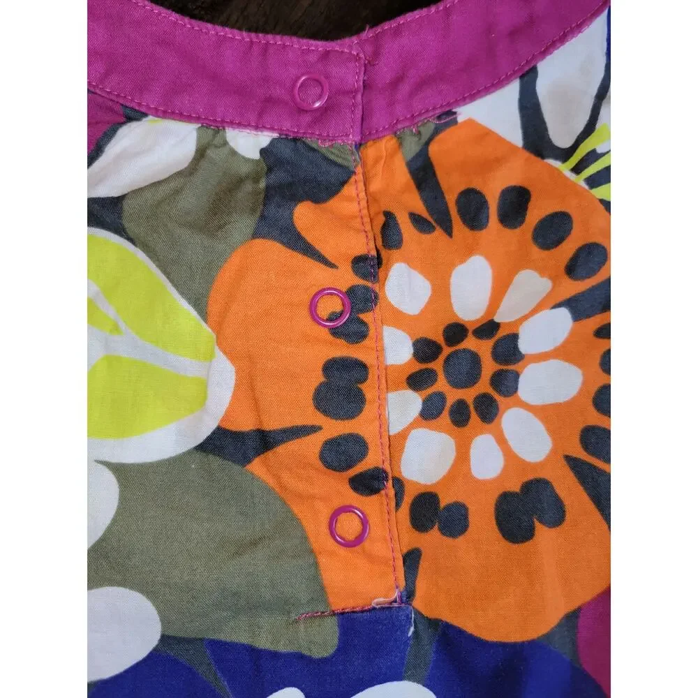CARTER'S Colorful Floral Mod Groovy 100% Cotton Girl's Shirt Dress Size 6 mo